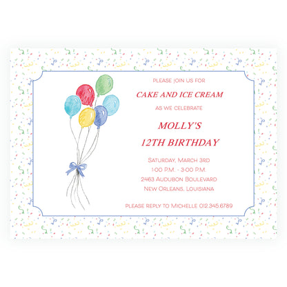 Happy Birthday Balloon Landscape Invitation