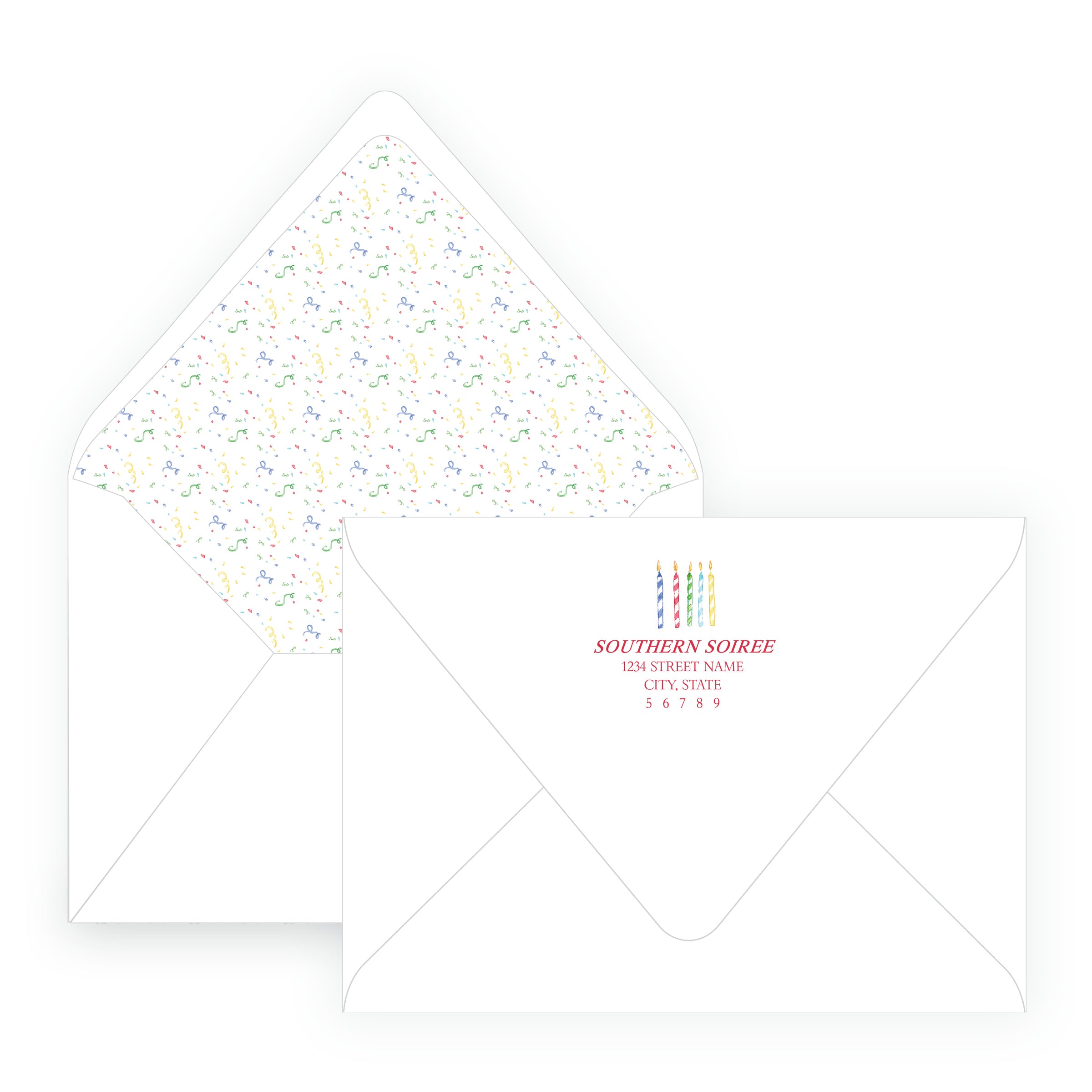Classic Colorful Watercolor Birthday Party Invitation Landscape
