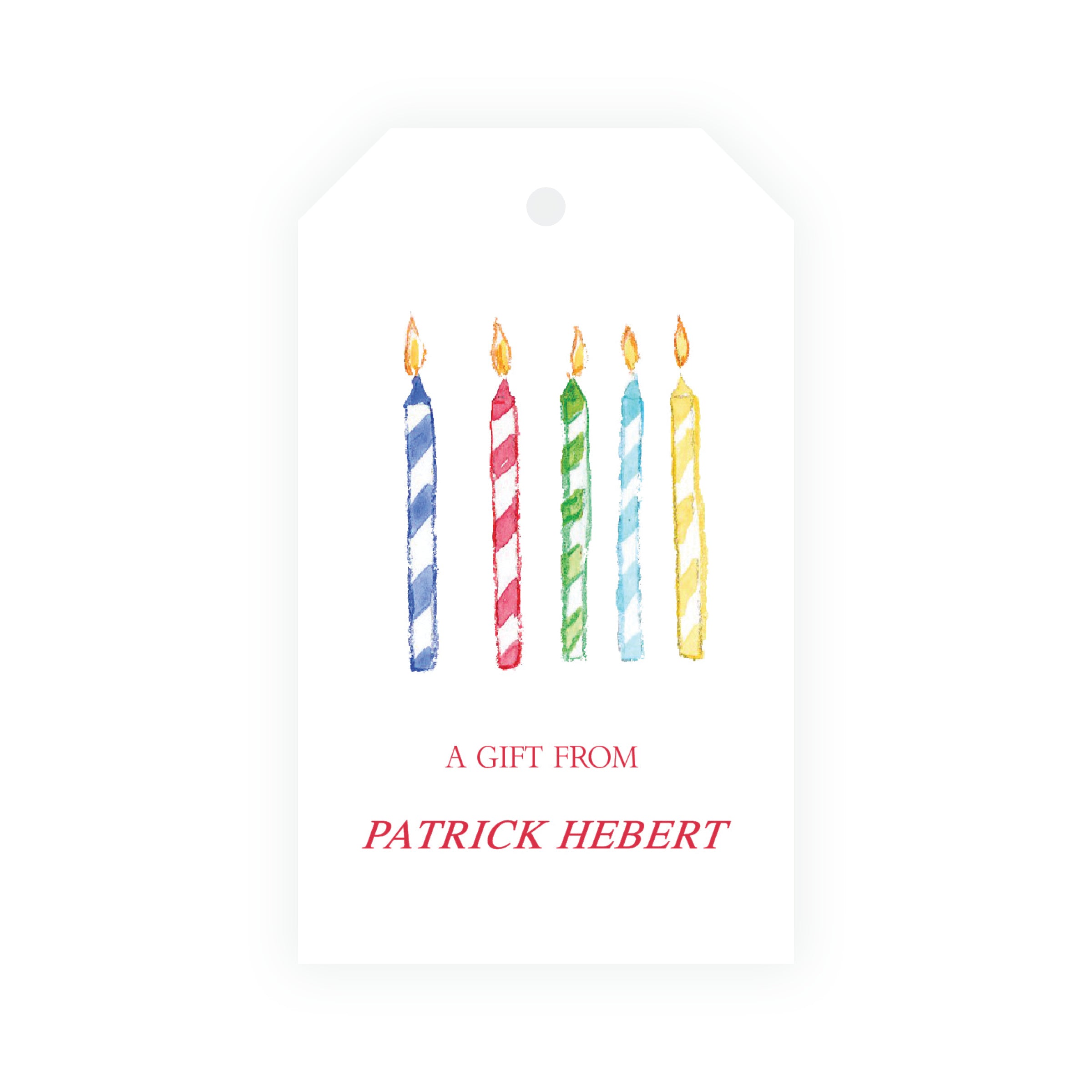 Classic Colorful Watercolor Birthday Candles Gift Tag