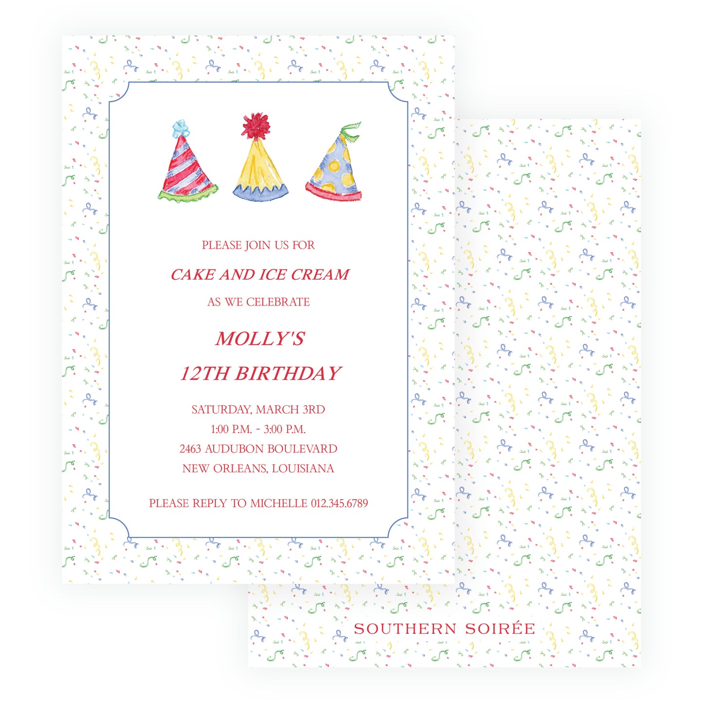 Happy Birthday Party Hats Invitation