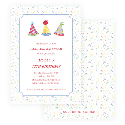Happy Birthday Party Hats Invitation