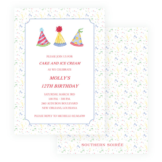 Happy Birthday Party Hats Invitation