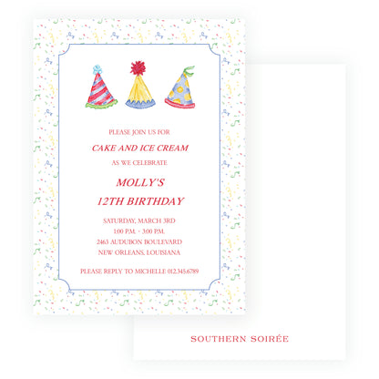 Happy Birthday Party Hats Invitation
