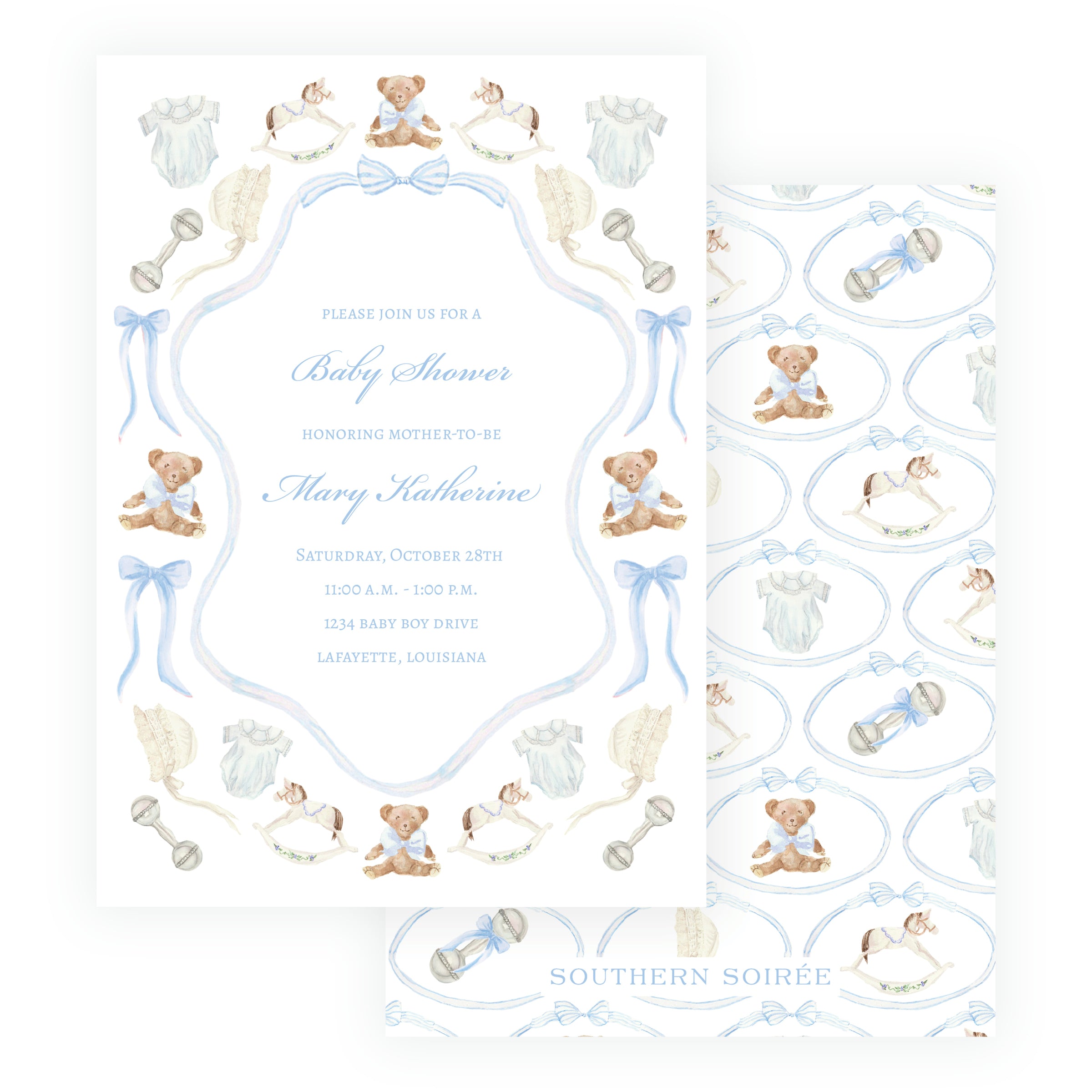 Heirloom Moments Blue Invitation