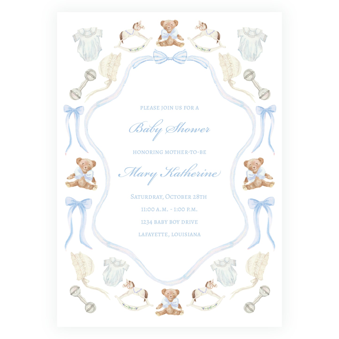 Heirloom Moments Blue Invitation
