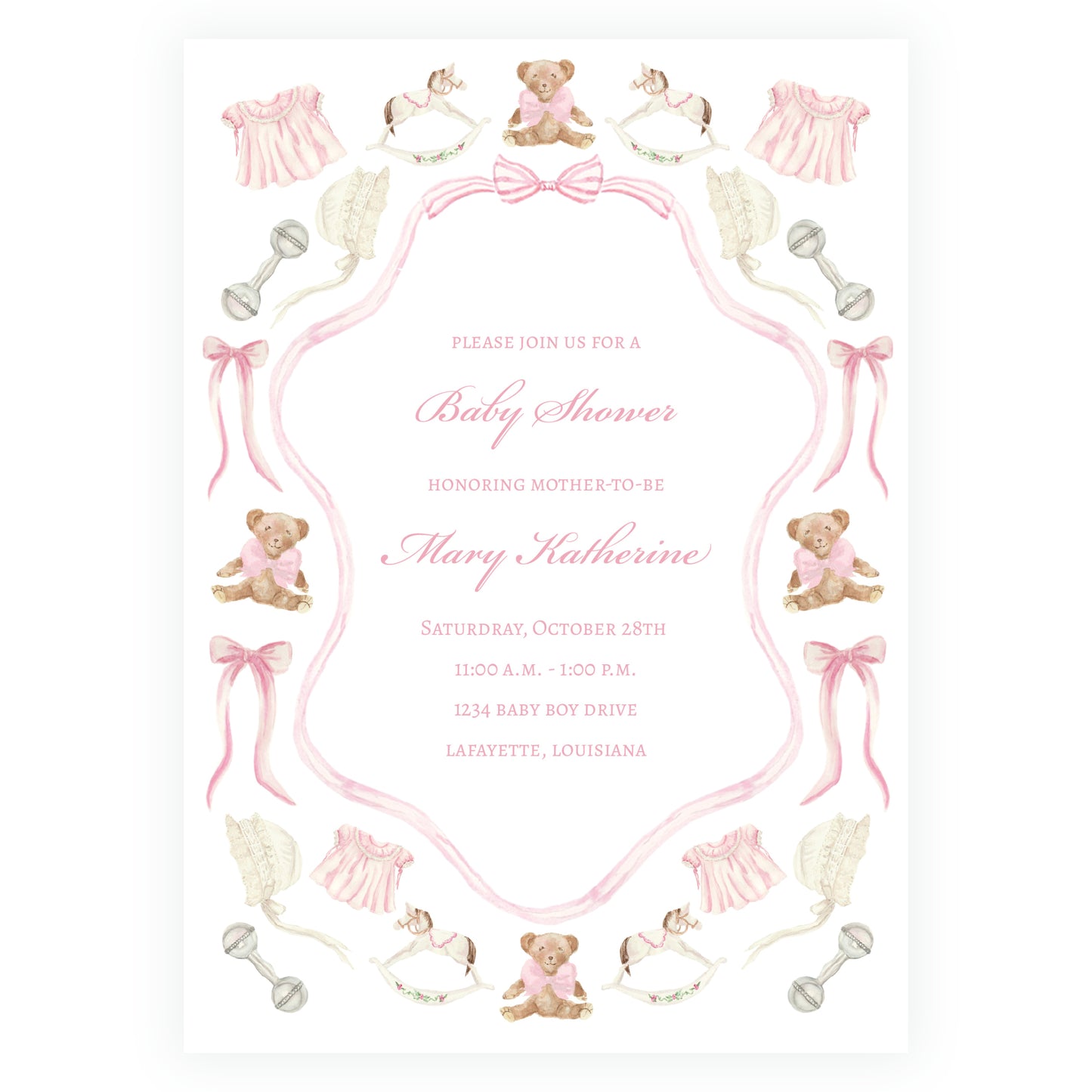 Heirloom Moments Pink Invitation