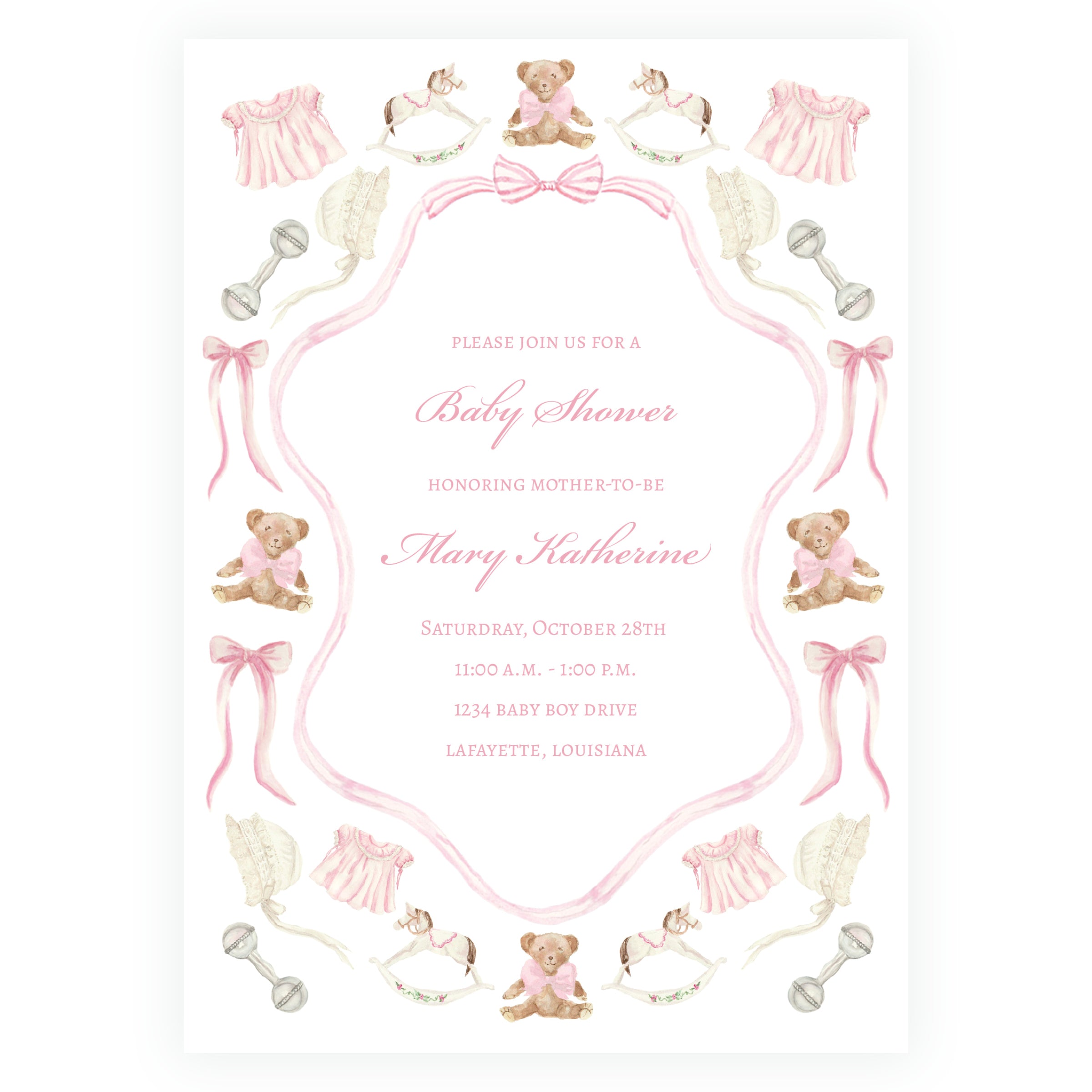 Heirloom Moments Pink Invitation