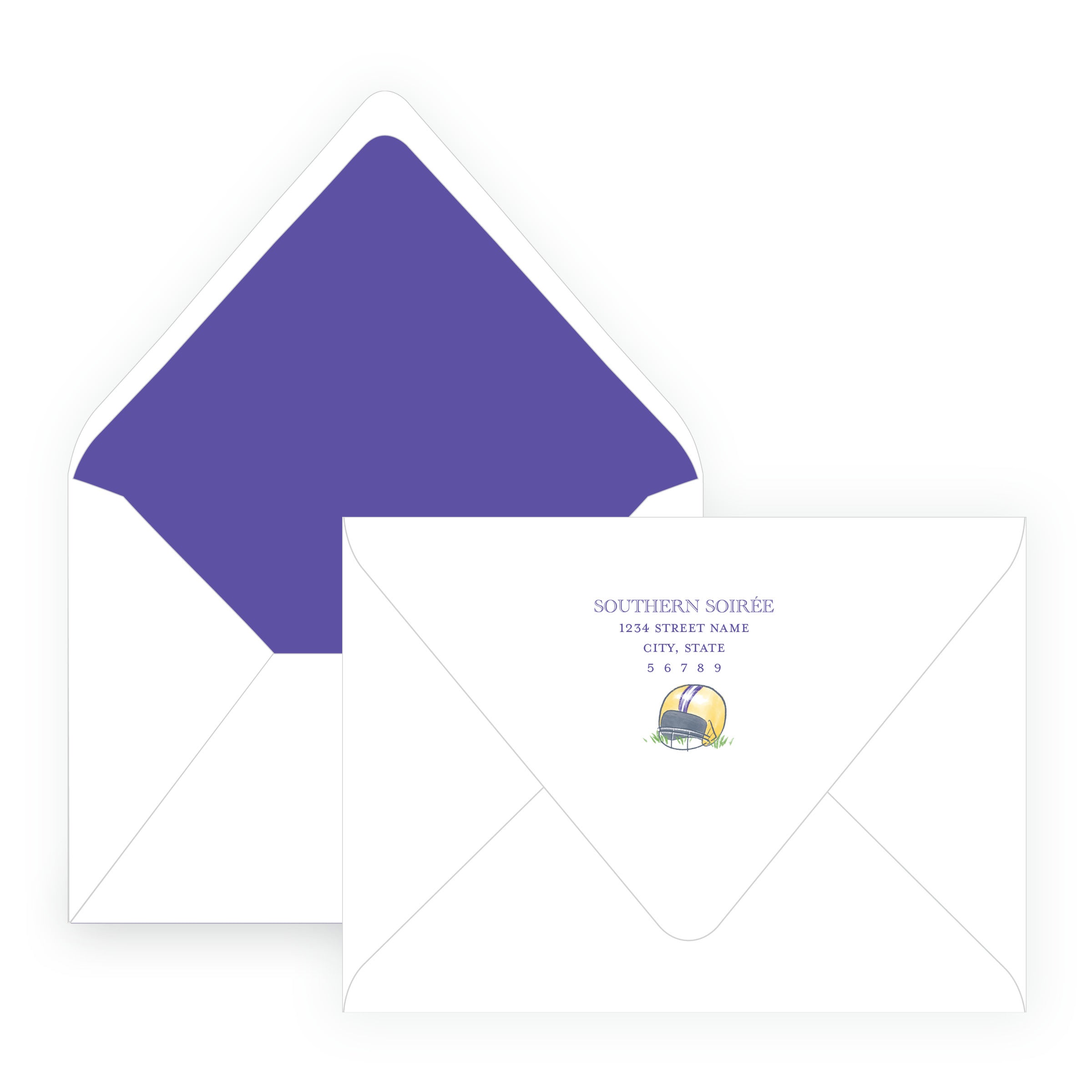 Purple & Gold Football Helmet Note Cards- Team Spirit
