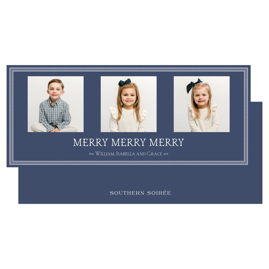 Merry Merry Merry Landscape 3 Photos Holiday Slim (Customizable Colors)