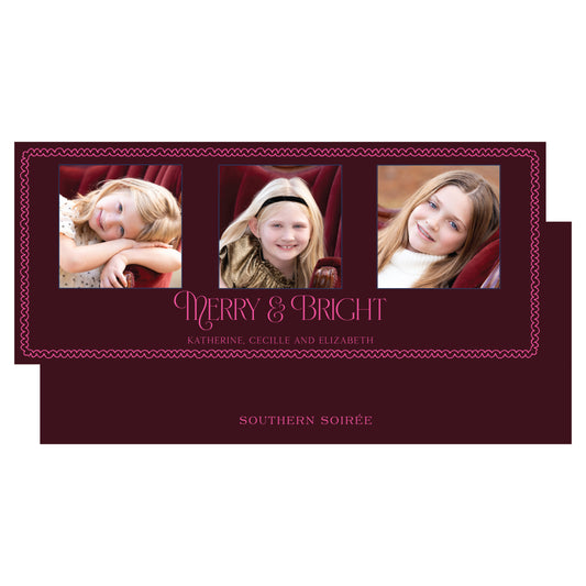 Merry & Bright Landscape 3 Photos Holiday Slim (Customizable Colors)