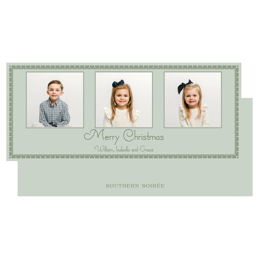 Merry Christmas Curly Landscape 3 Photos Holiday Slim (Customizable Colors)