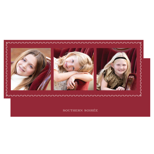 Squiggle Frame Landscape 3 Photos Holiday Slim (Customizable Colors)