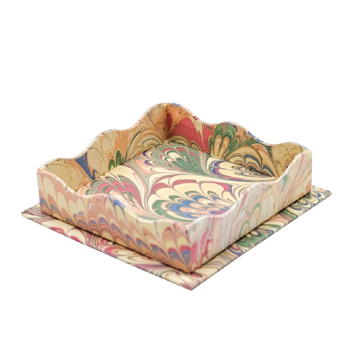 Trinket Cocktail Napkin Tray in Multicolor Marbling
