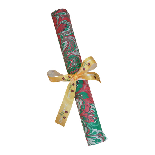 Hand Marbled Holiday Festive Gift Wrapping Paper
