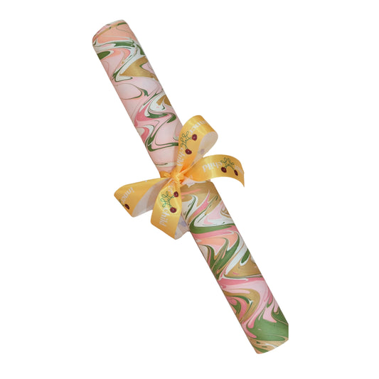 Hand Marbled Pink & Green Gift Wrapping Paper