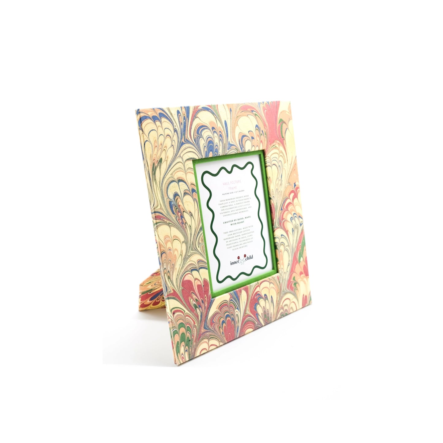 Hand-Marbled Large Wall Picture Frame in Multicolor, 8 x 10 Frame; Fits 5 x 7 Photo
