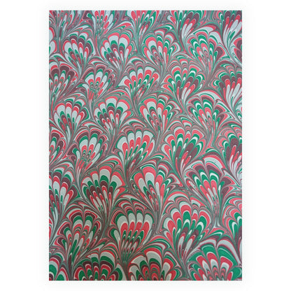 Hand Marbled Holiday Festive Gift Wrapping Paper