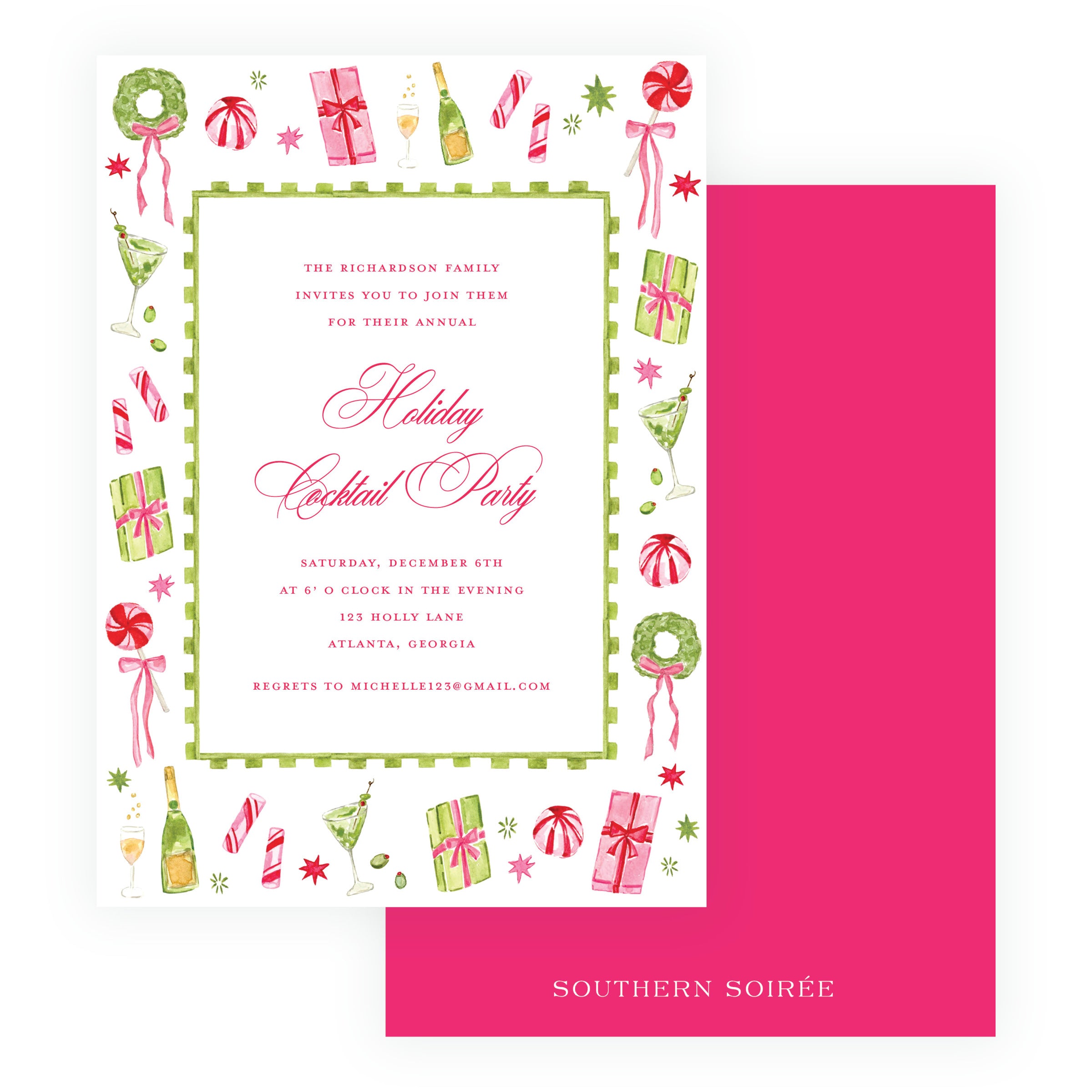 Martinis & Mistletoe Christmas Cocktail Party Invitation
