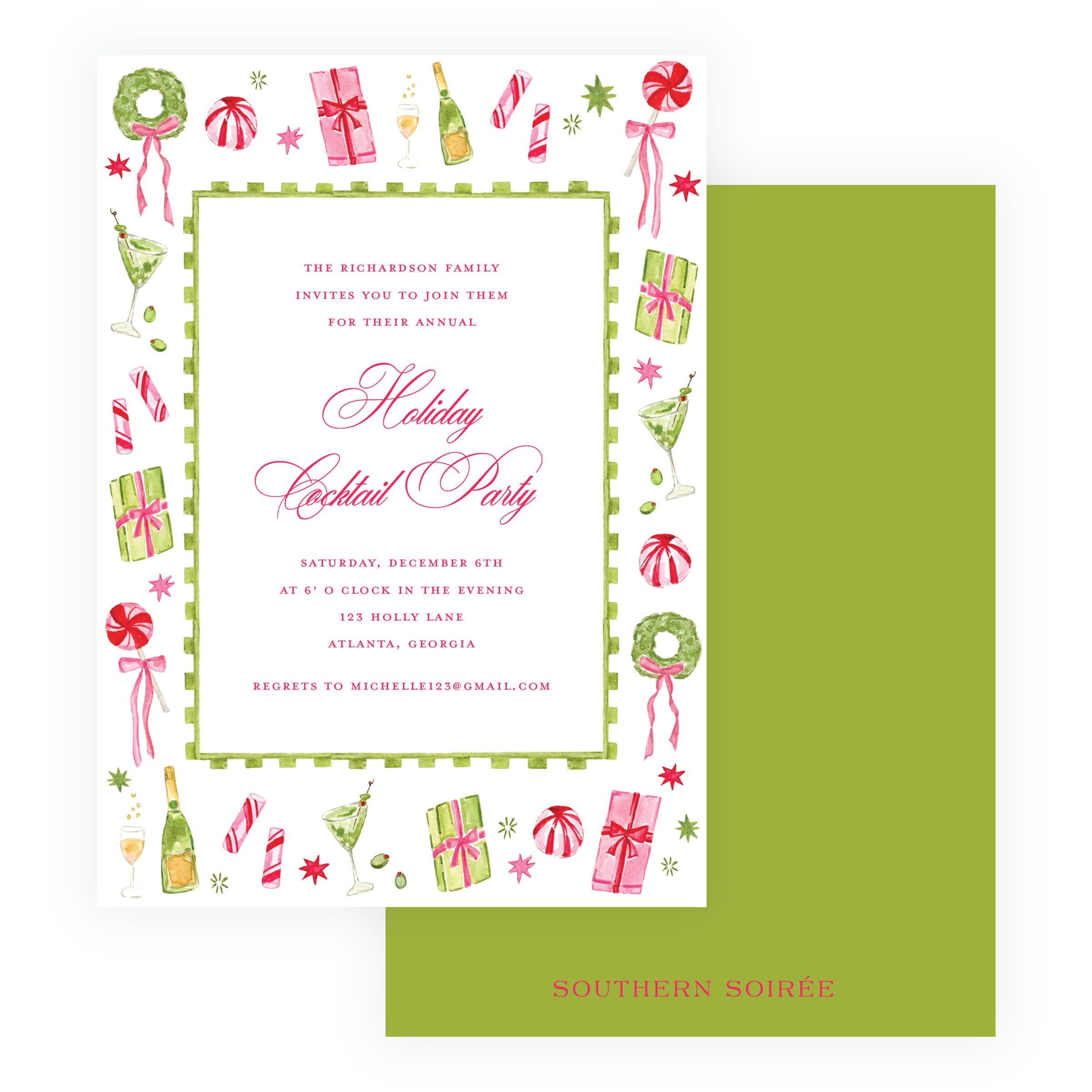 Martinis & Mistletoe Christmas Cocktail Party Invitation
