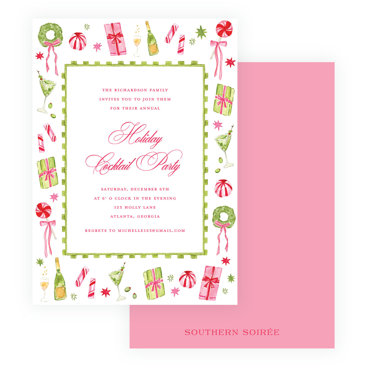Martinis & Mistletoe Christmas Cocktail Party Invitation