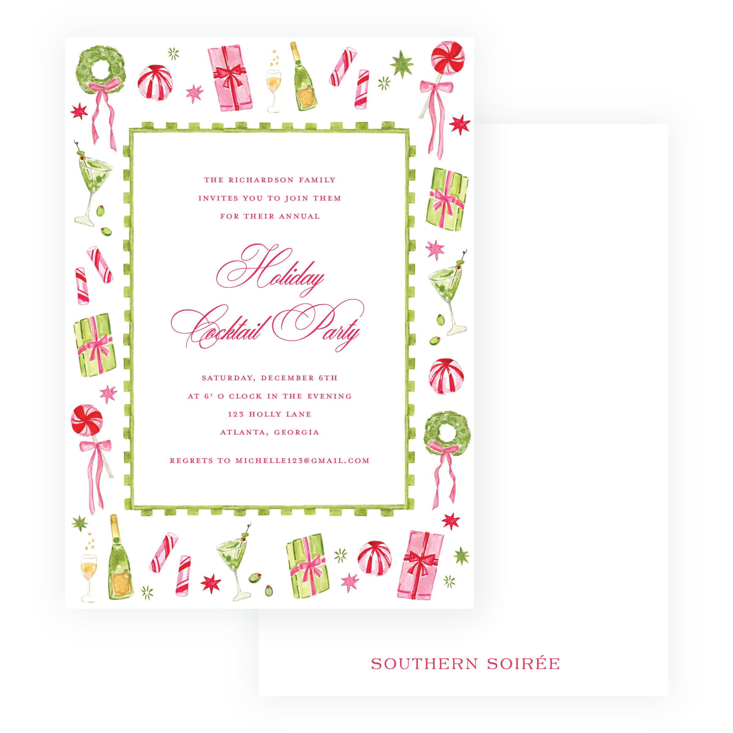 Martinis & Mistletoe Christmas Cocktail Party Invitation
