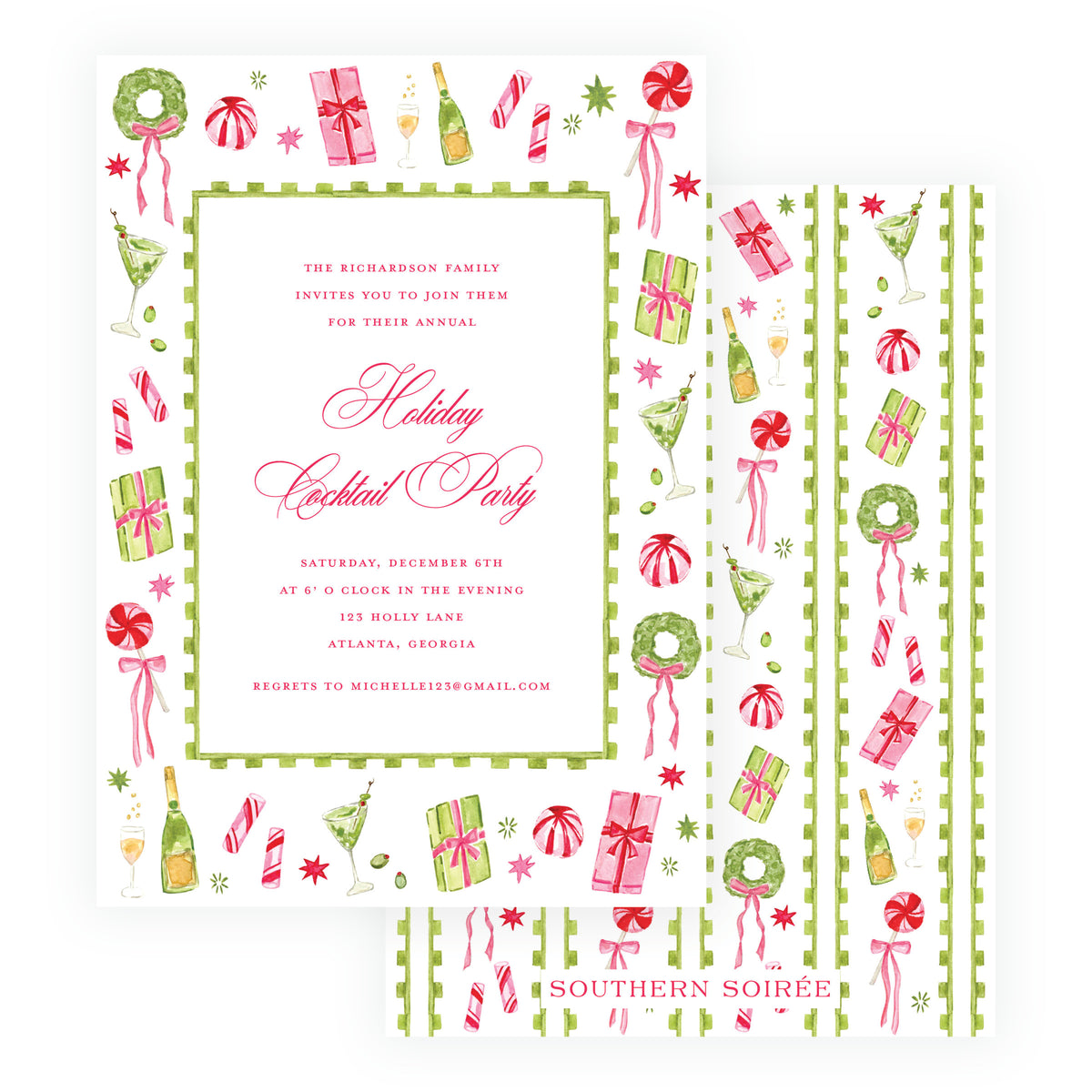 Martinis & Mistletoe Christmas Cocktail Party Invitation