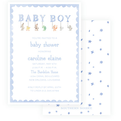 Baby Bleu Heirloom Parade Scallop Frame Invitation