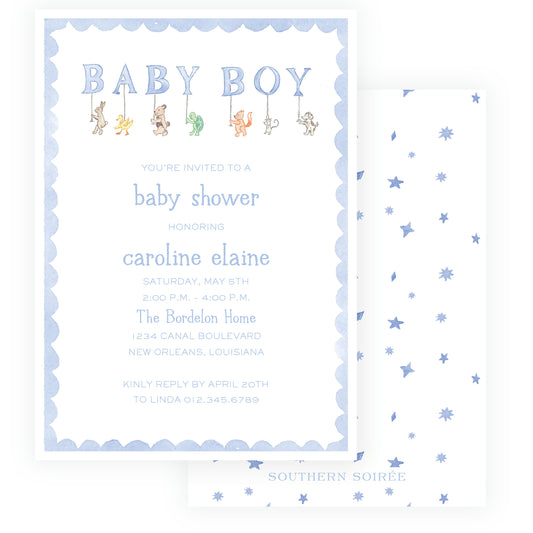 Baby Bleu Heirloom Parade Scallop Frame Invitation