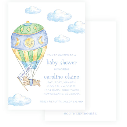 Up Up & Away Baby Bleu Heirloom Invitation