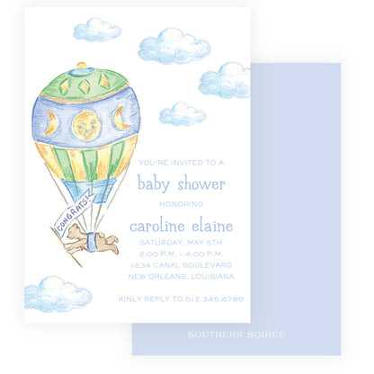 Up Up & Away Baby Bleu Heirloom Invitation