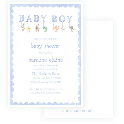 Baby Bleu Heirloom Parade Scallop Frame Invitation