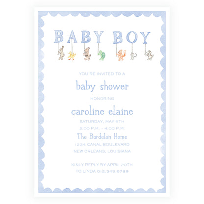 Baby Bleu Heirloom Parade Scallop Frame Invitation