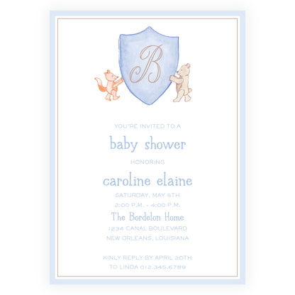 Baby Bleu Heirloom Storybook Crest Invitation