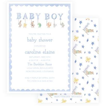 Baby Bleu Heirloom Parade Scallop Frame Invitation