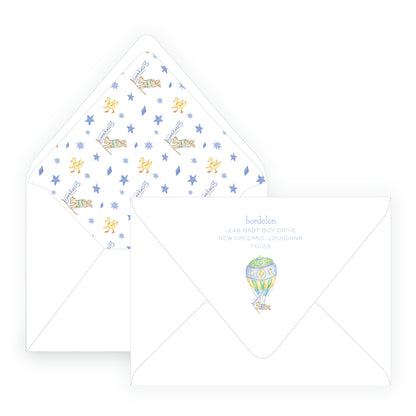 Up Up & Away Baby Bleu Heirloom Crest Invitation