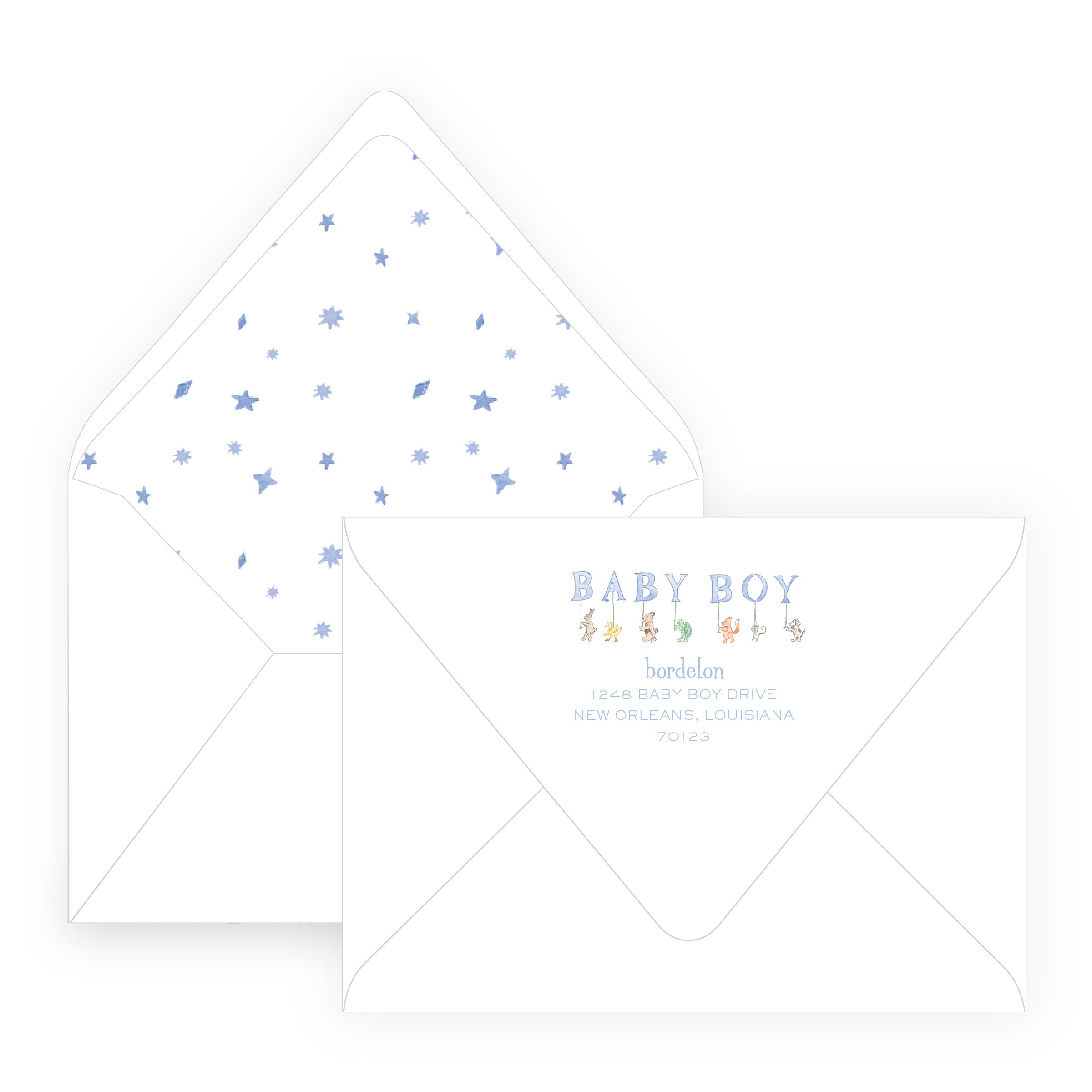 Baby Bleu Heirloom Woodland Animal Parade Baby Shower Invitation