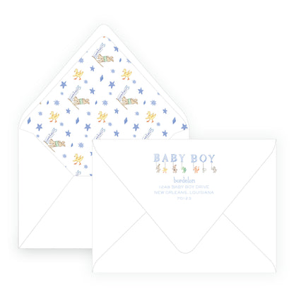 Baby Bleu Heirloom Storybook Crest Invitation