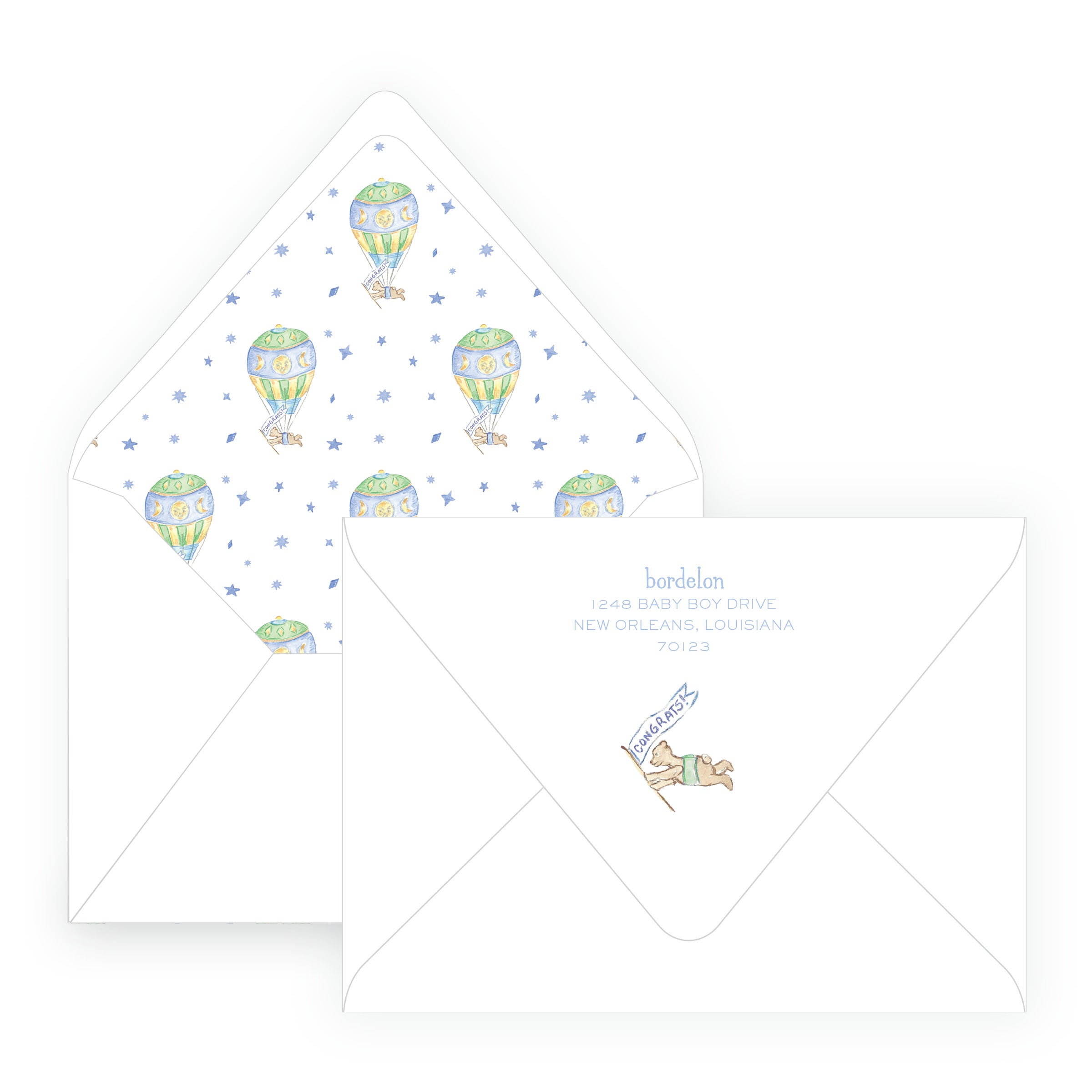 Baby Bleu Heirloom Little Explorer Airplane Baby Shower Invitation