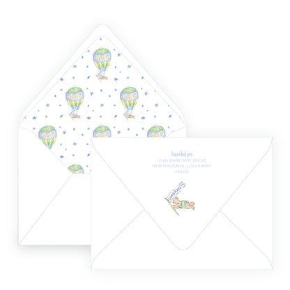 Little Explorer Baby Bleu Heirloom Scallop Frame Invitation