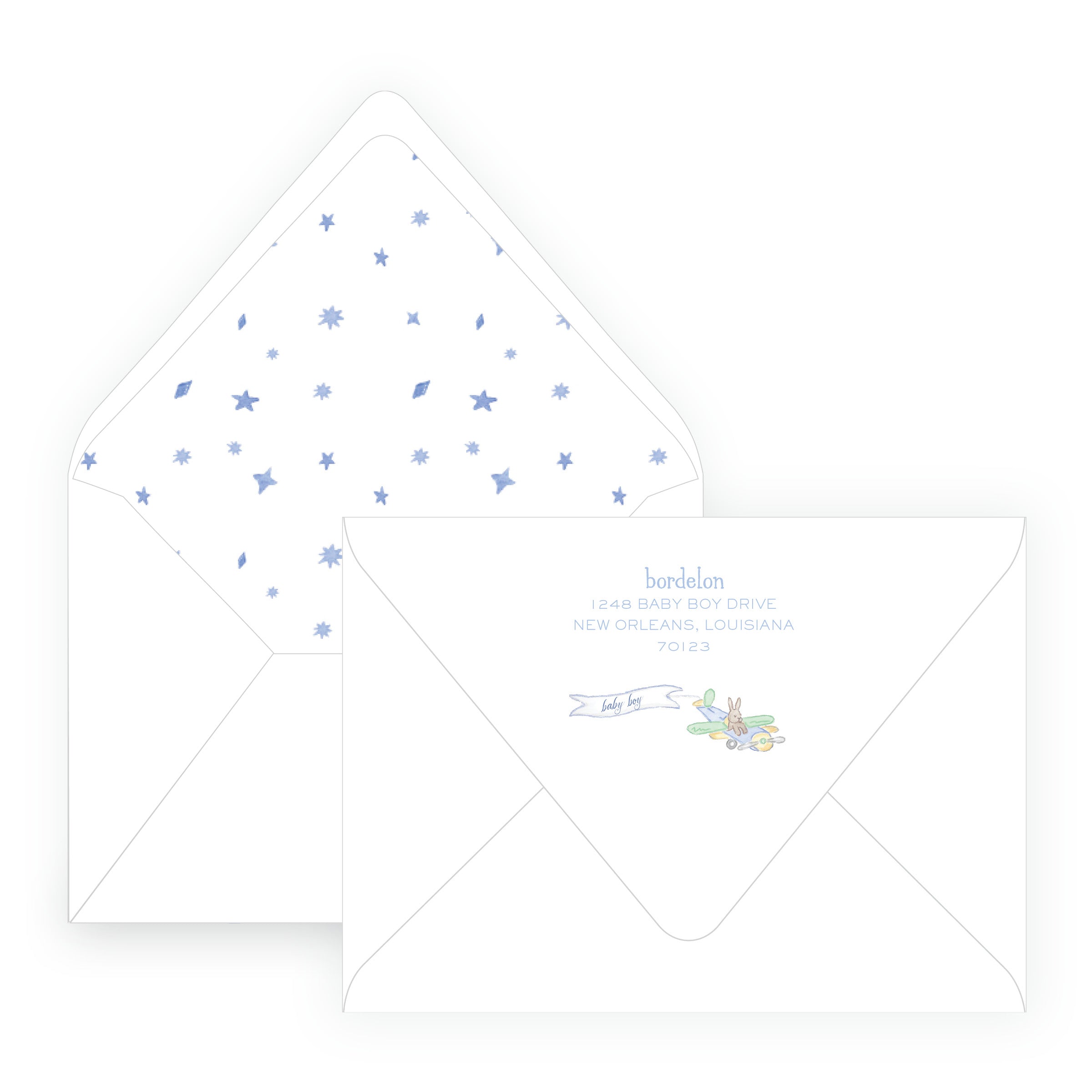 Baby Bleu Heirloom Little Explorer Striped Baby Shower Invitation