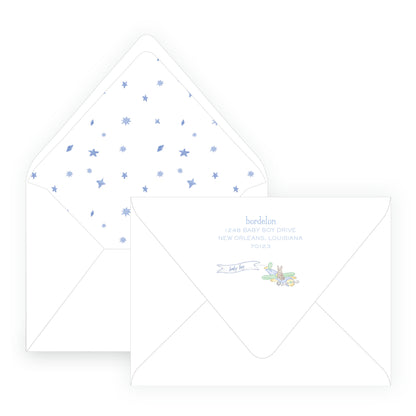 Little Explorer Baby Bleu Heirloom Stripes Invitation