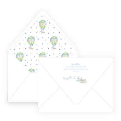 Little Explorer Baby Bleu Heirloom Stripes Invitation