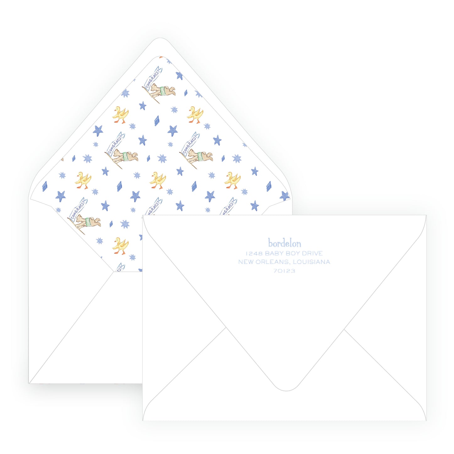 Baby Bleu Heirloom Storybook Crest Invitation