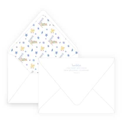 Baby Bleu Heirloom Storybook Crest Invitation