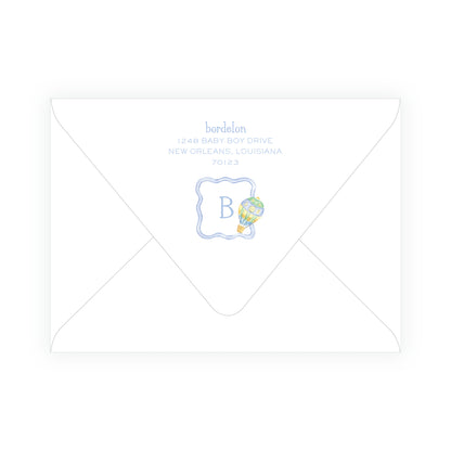 Up Up & Away Baby Bleu Heirloom Crest Invitation