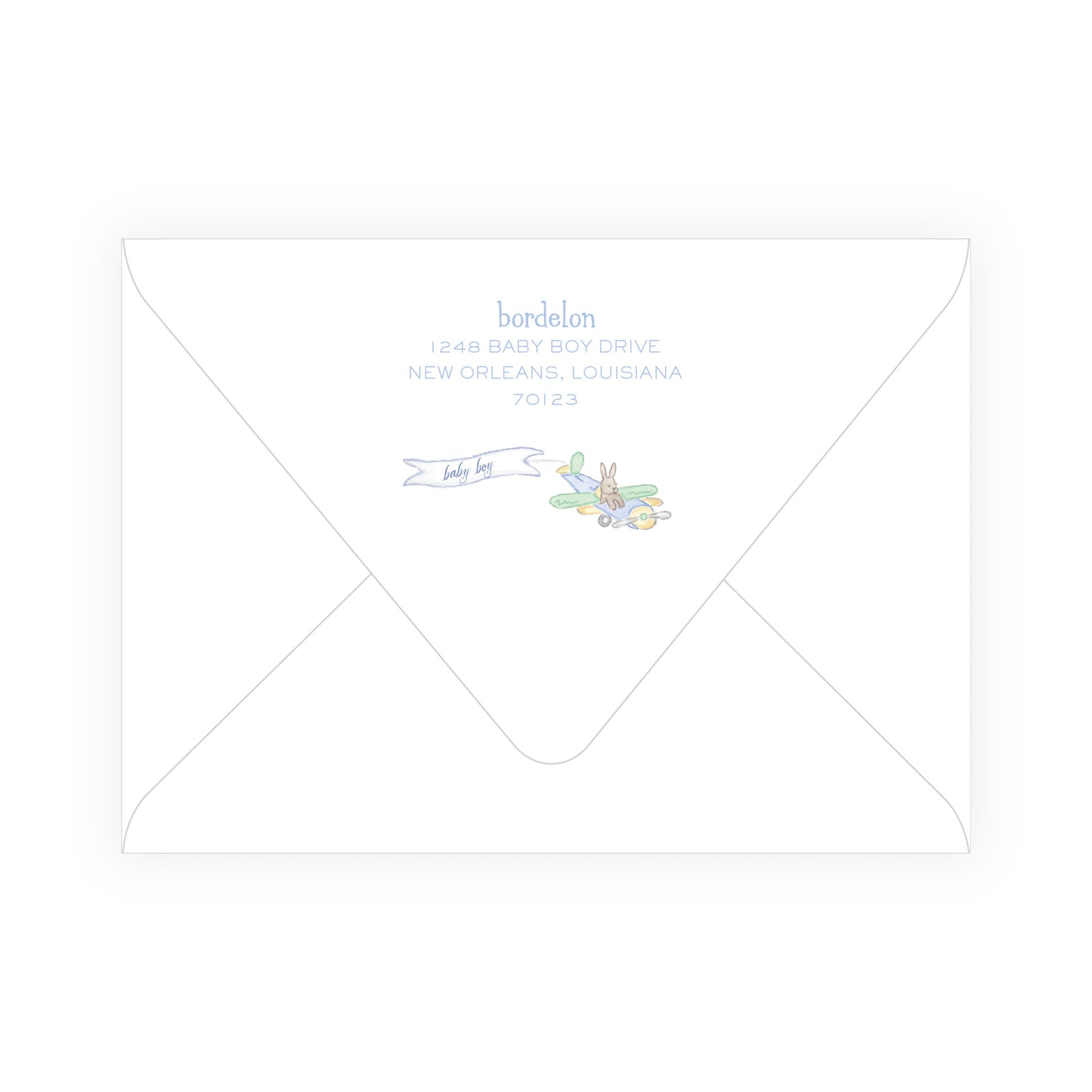 Little Explorer Baby Bleu Heirloom Scallop Frame Invitation