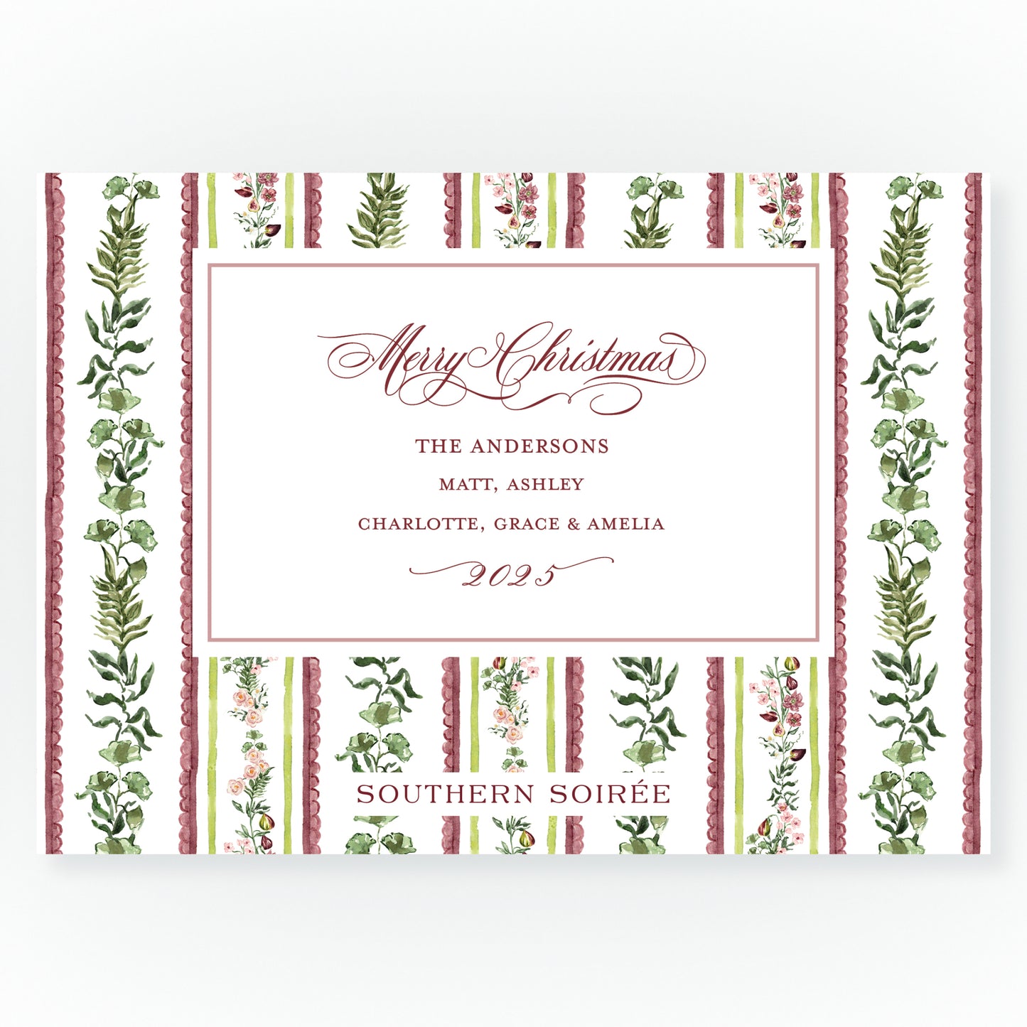 Figs and Floral with Frame Botanical Stripe Landscape