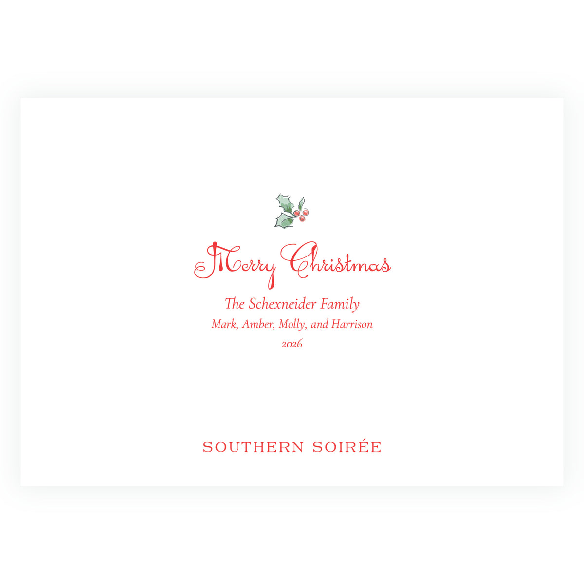 Holiday Holly Landscape Personalized Christmas Photo Card