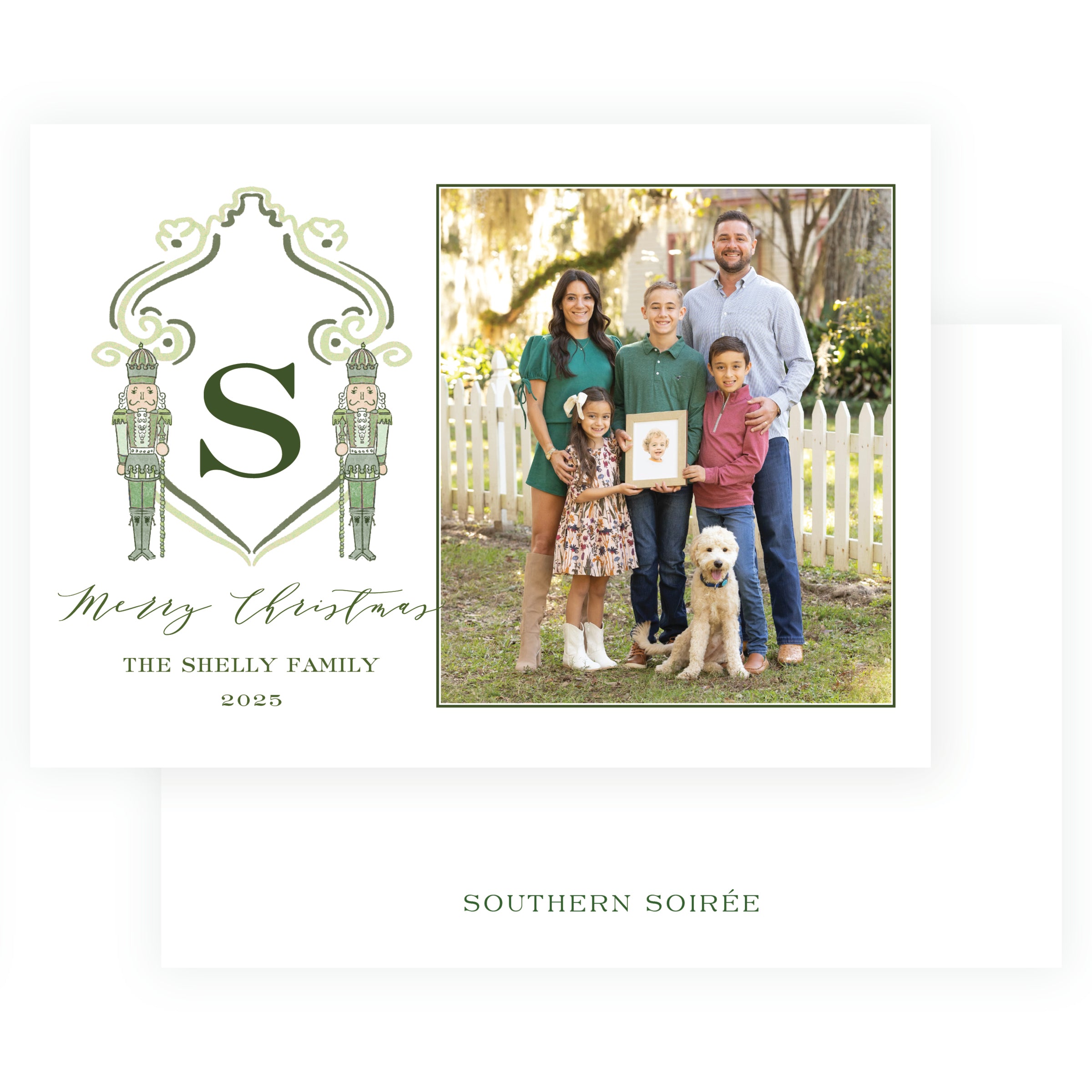 Southern Nutcracker Crest Olive Green with Monogram Landscape