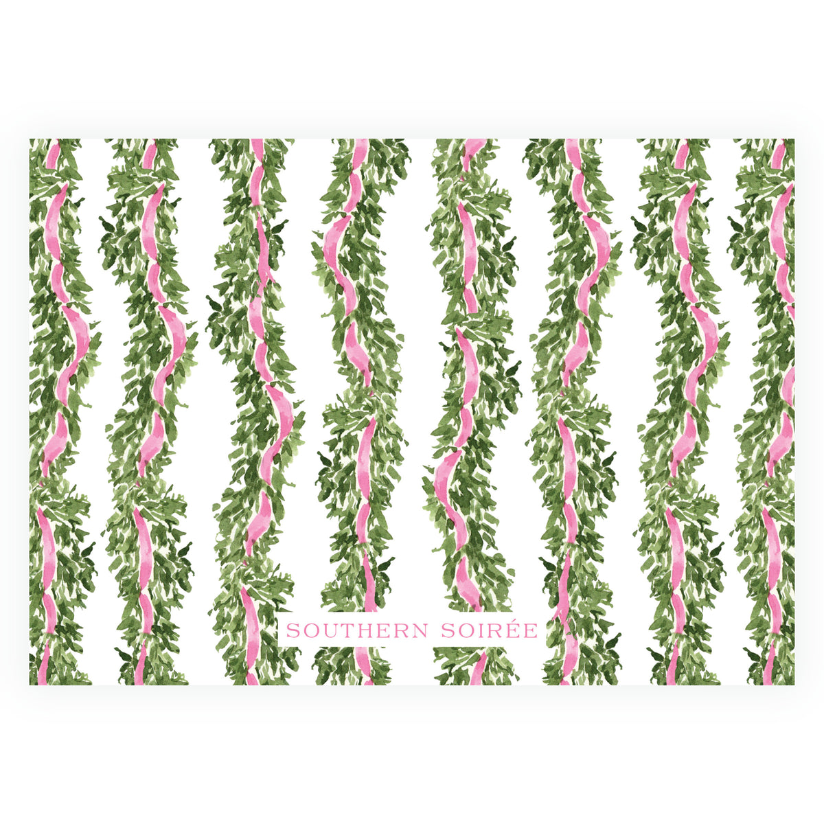 Decked in Garland – Pink Christmas Tree Landscape Personalized Christmas Photo Card